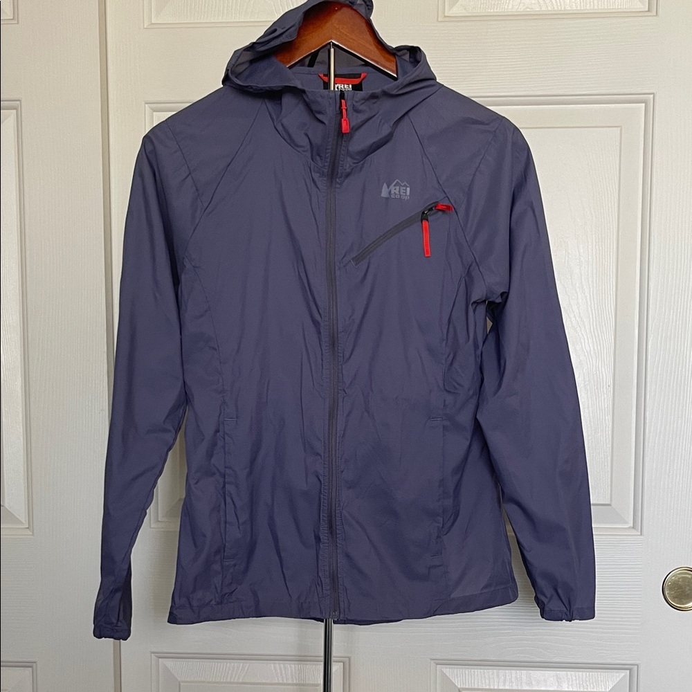 REI WOMENS Lightweight Hooded Jacket Zipper Accents